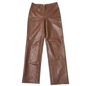 Aritzia Wilfred Women's Melina Pant Snakeskin‎ Croc Faux Leather Straight Size 6